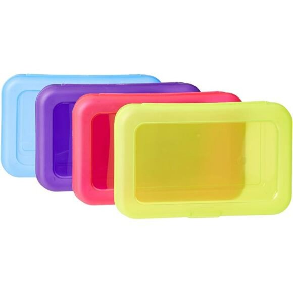 Set of 4 Plastic Pencil Boxes Large School Supply Case Student Office Organizer - Picture 4 of 8